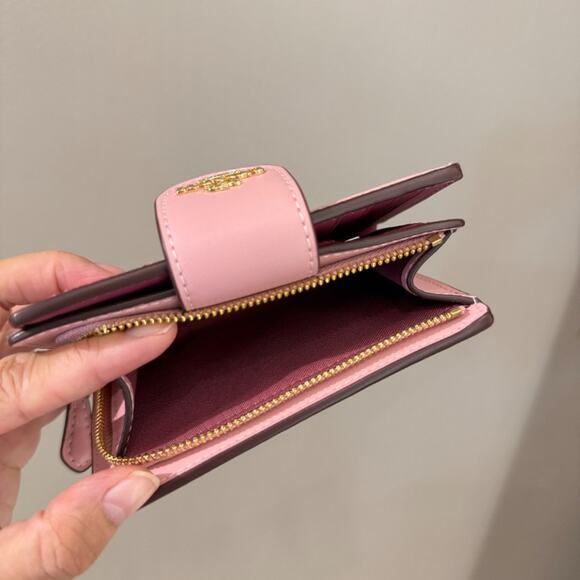 Coach Medium Corner Zip Wallet In Signature Canvas CW786 In POWER PINK - Picture 6 of 7